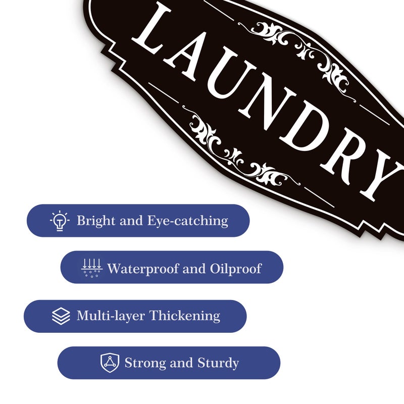 LUHIMO Laundry Room Door Sign for Business and Home,Self-adhesive Waterproof Cute Laundry Room Door Sticker Decals for House, Apartment, Hotel Laundromat Decor(Black) - Image 3